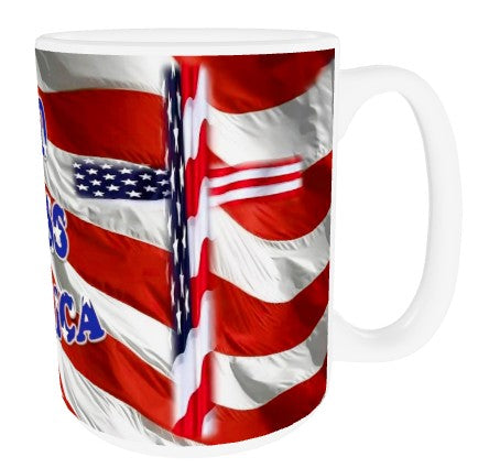 America Cross Coffee Cup GOD BLESS AMERICA