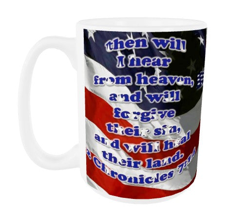 America Cross Coffee Cup IF MY PEOPLE 2nd Chronicles 7:14