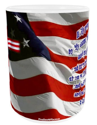 America Cross Coffee Cup IF MY PEOPLE 2 Chronicles 7:14