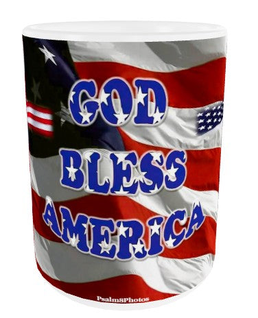 America Cross Coffee Cup GOD BLESS AMERICA