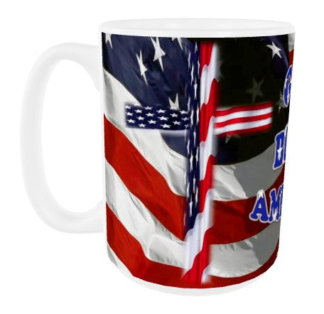 America Cross Coffee Cup GOD BLESS AMERICA