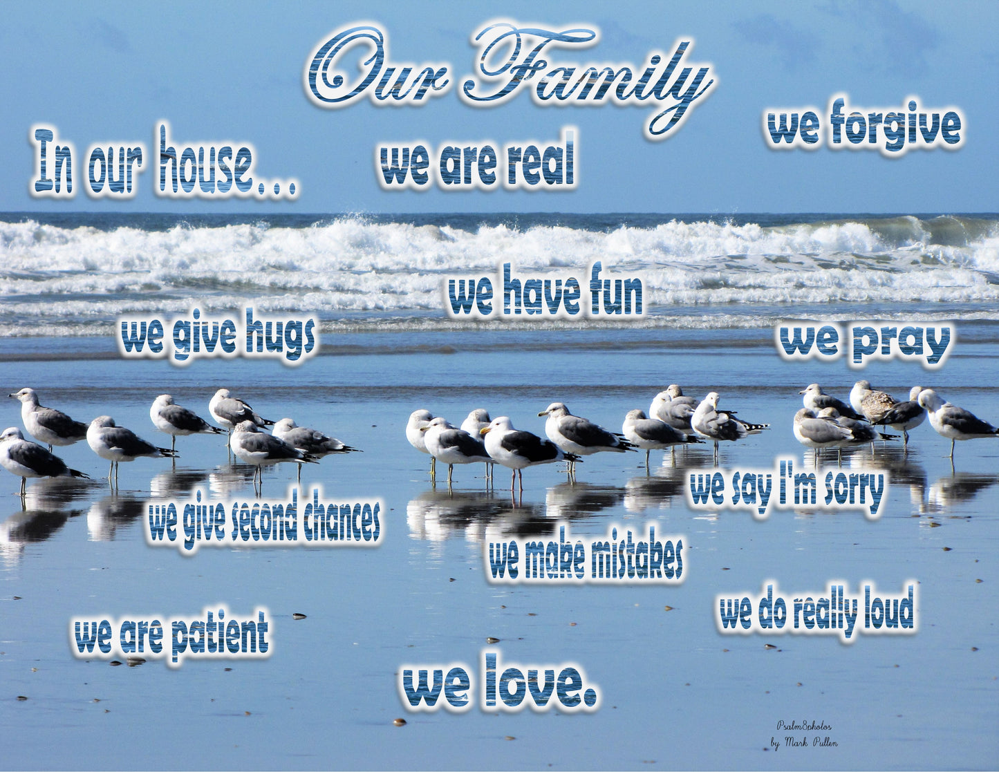 Photo Family Love Oceanside California Sea Gulls Sleeping and Waves Customize
